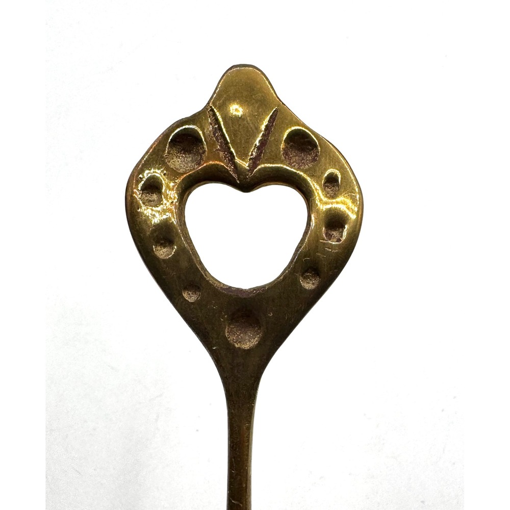 Vintage Solid Brass Heart Handle Measuring Spoon Long Coffee Scoop Made in Korea - Picture 5 of 6